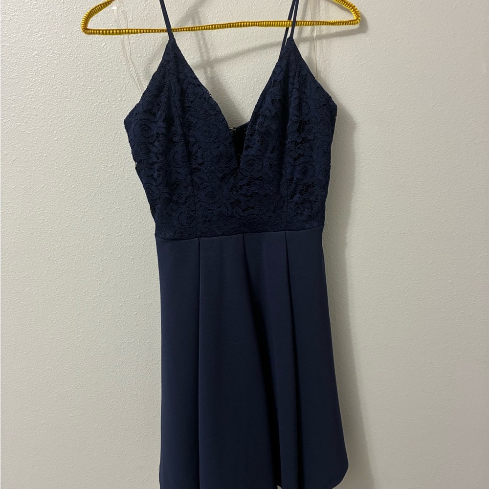 Elegant Navy Lace Dress
